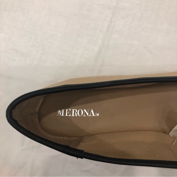 Two Toned Ballet Flats Tan w/ Black Toe and Black Cord Bow size 7 NWOT - Picture 12 of 13
